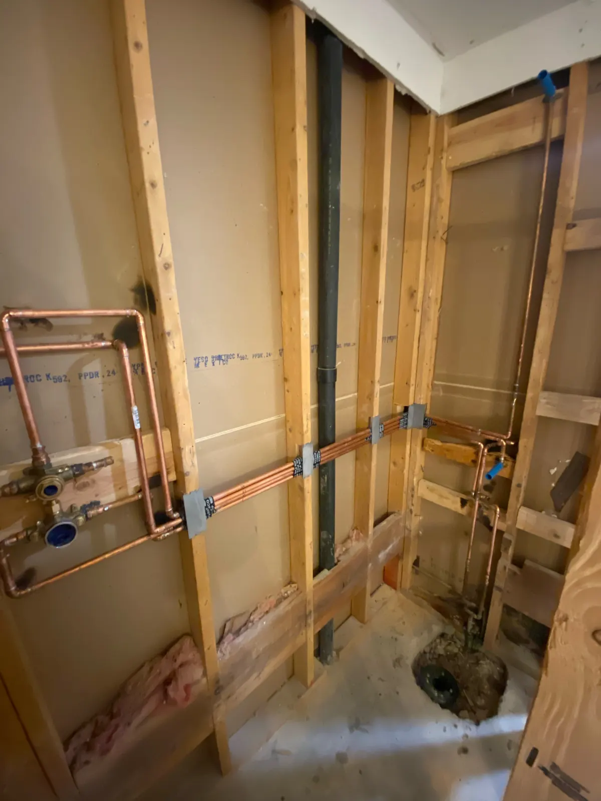Shower and tub rough-in with copper repipe by Max Plumbing, West Valley AZ